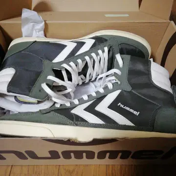 hummel 하이컷 스니커즈 27cm 카키&화이트