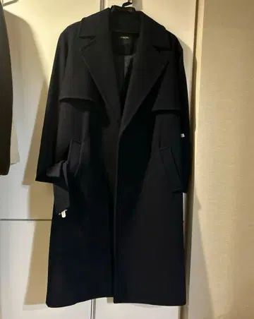 다크 네이비 롱 코트 울 100%