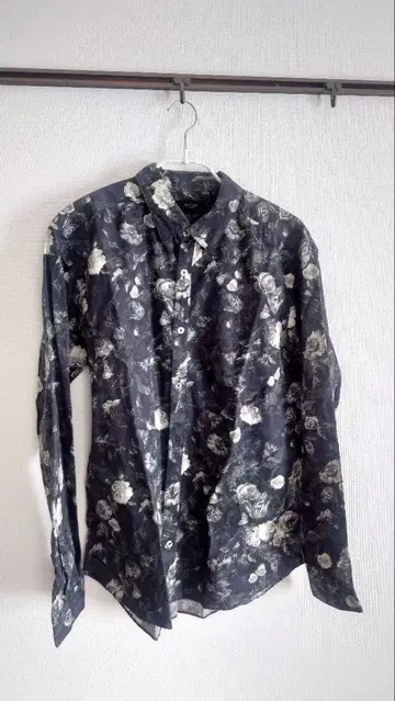 폴 스미스 블랙 플라워 프린트 긴팔 셔츠