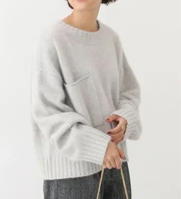 Spick &span 오버 사이즈 폭스 니트 포켓