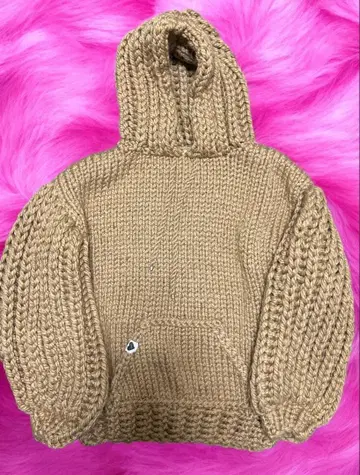 mums handmade 니트 후드티 브라운