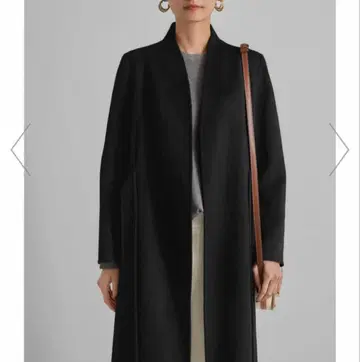 스타일 델리 스루 벨트 노카라 리버 코트 블랙