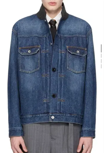 Sacai 스탠드 카라 데님 자켓 인디고