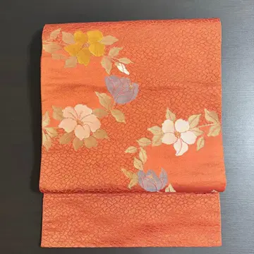 세탁 가능한 오비 나고야 오비 폴리에스테르 꽃무늬 주홍색