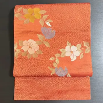 세탁 가능한 오비 나고야 오비 폴리에스테르 꽃무늬 주홍색