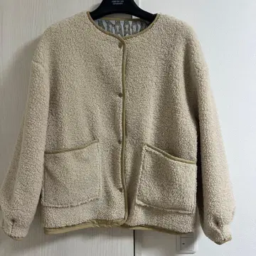 marble SUD 보아 자켓 크림색 동물 패턴