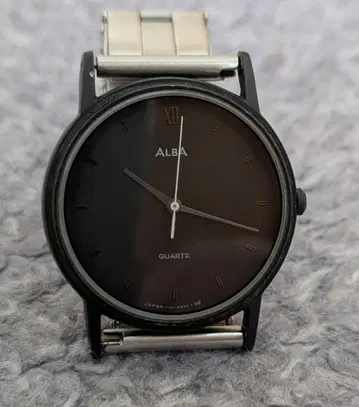 세이코 ALBA 쿼츠 손목시계 매트 블랙 조브스 배터리 방전