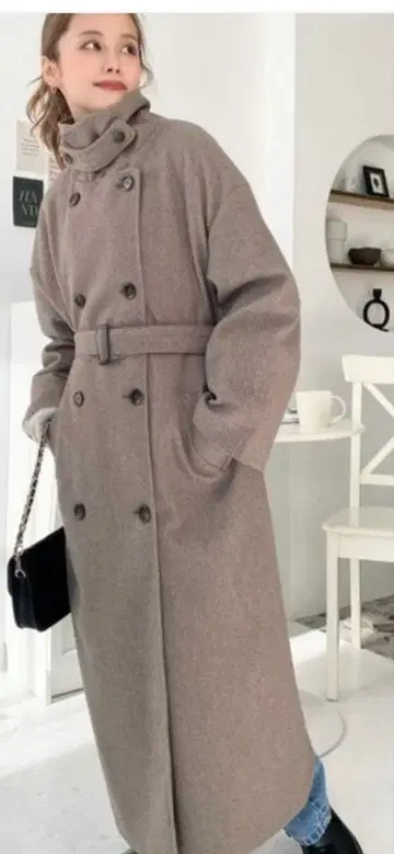 모먼트 플러스 2WAY 어레인지 컬러 롱 트렌치코트 브라운 S