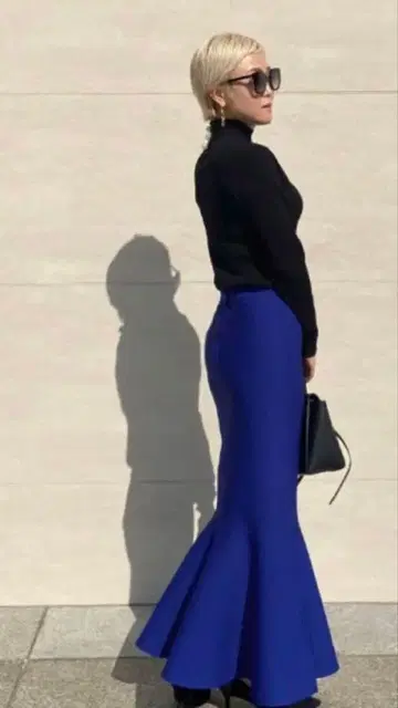 JENNE 리치 머메이드 니트 스커트 블루 M [ 새상품급 ]