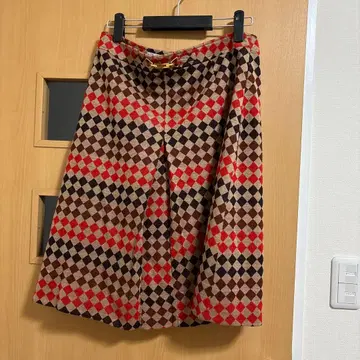 다이아 무늬 플리츠 스커트 쇼와 레트로