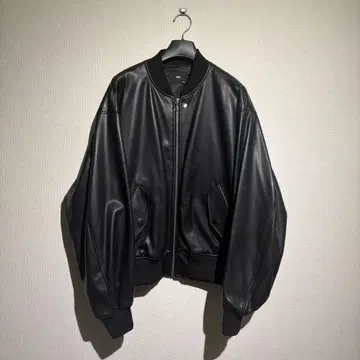 HARE 블랙 인조 가죽 봄버 자켓 S