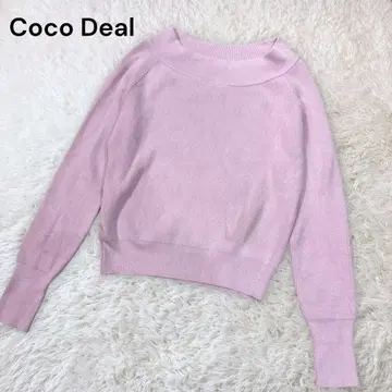 코코딜 숏 기장 니트 스웨터 핑크 M 긴팔 보트넥