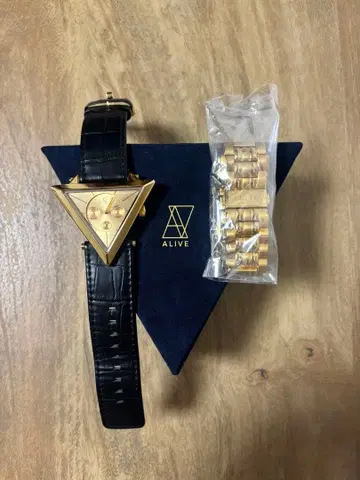 ALIVE 삼각형 다이얼 시계 블랙 가죽