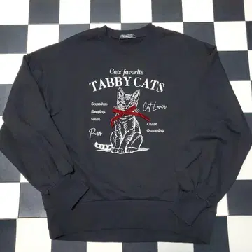 cuddris 고양이 맨투맨 트레이닝복 블랙