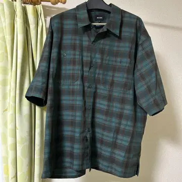 BEAMS 반팔 체크 셔츠 M 사이즈