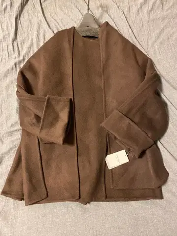 SUPER140 더블 페이스 노카라 코트 스톨