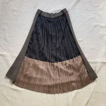 스텔라 쉬폰 플리츠 스커트 바이컬러 허리밴딩 이소재