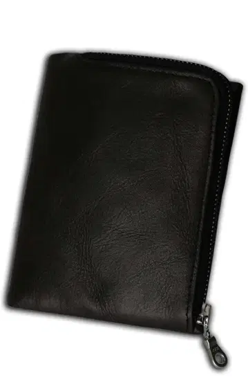 천연 가죽 블랙 가죽 접이식 지갑 대용량