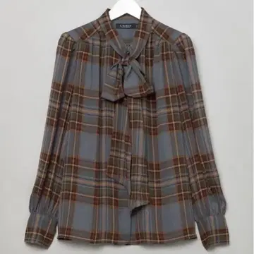 로렌 랄프 로렌 보타이 체크 블라우스