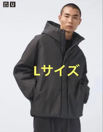 UNIQLO U 퍼프 테크 볼륨 후드티 다크 그레이 L 사이즈