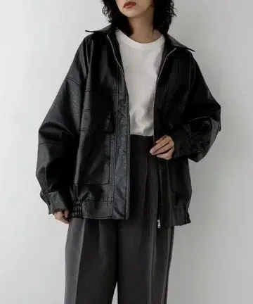 hellam 인조 가죽 스탠드 블루종