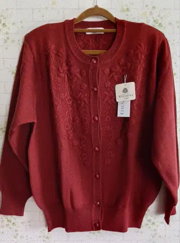코스기 꽃무늬 자수 가디건 L 사이즈 크림슨