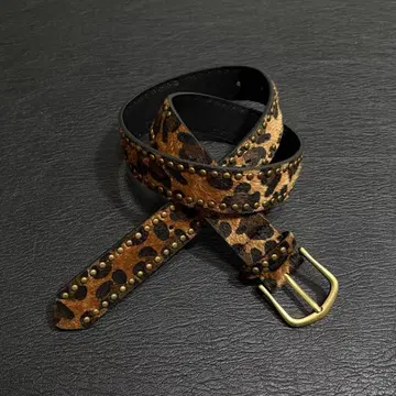 레오파드 무늬 스터드 벨트