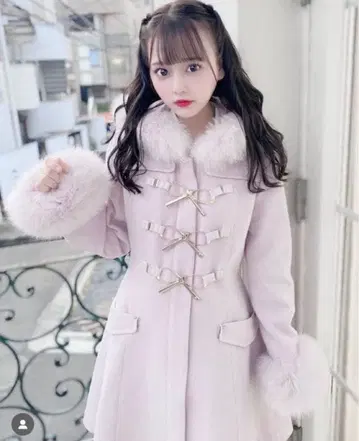 LODISPOTTO 퍼 후드 베이지 롱 코트