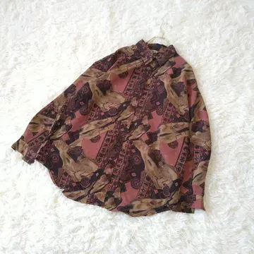 올 패턴 스카프 패턴 긴팔 셔츠 F 레트로 빈티지 남성 빈티지