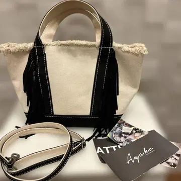 Ayako Bag 프린지 토트백 2way 캔버스 블랙