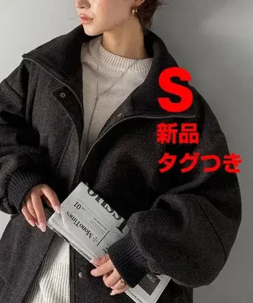 ClassicalElf 오버 사이즈 옷깃 리브 니트 멜톤 히요쿠 블루종