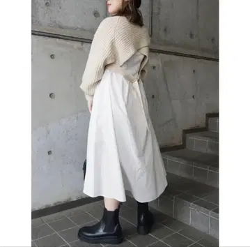 MERCURYDUO 크롭 니트 세트 셔츠 원피스