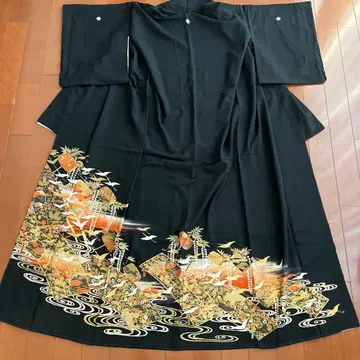 블랙 기모노 학과 꽃 무늬 포멀 기모노