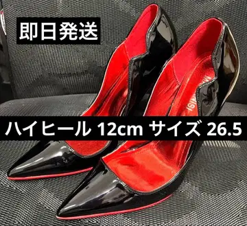 하이힐 에나멜 블랙 레드 힐 높이 12cm 사이즈 26.5cm
