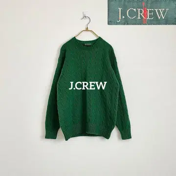 새상품급 J.CREW 90's 자이언트 택 그린 택 케이블 니트 그린