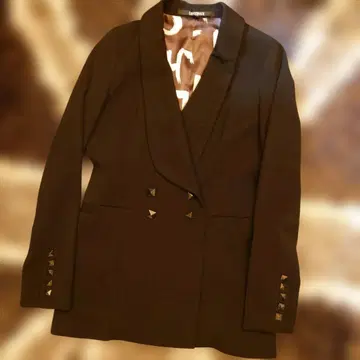 립 서비스 스터드 버튼 더블 브레스트 자켓 블랙