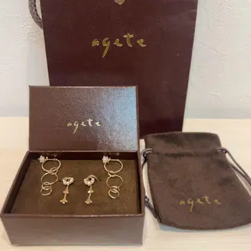 agete 골드 후프 귀걸이 펄 장식