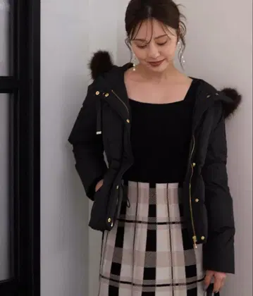 프로포션 바디 드레싱 허리 마크 숏 다운 블랙 M