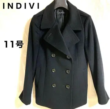 INDIVI 더블 브레스트 울 코트 11 블랙