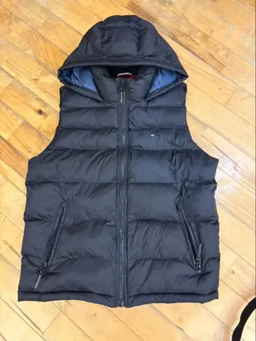 HILFIGER 후드 부착 다운 베스트 블랙