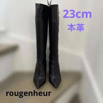 블랙 가죽 롱 부츠 높은 힐 천연 가죽