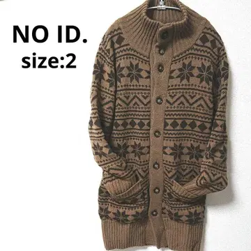 NO ID. 노아이디 자카드 무늬 카멜 니트 아우터 사이즈 2