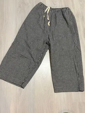 SUN VALLEY 깅엄 체크 와이드 팬츠 안감 부착