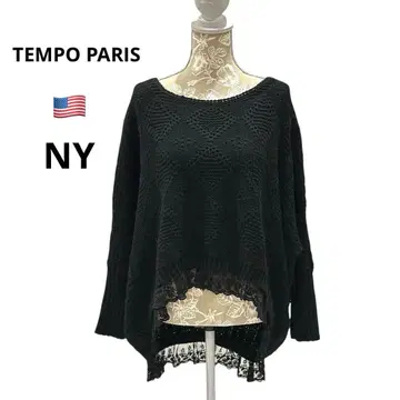 [ TEMPO PARIS ] USA 레이스 포함 스웨터 니트 돌먼 슬리브