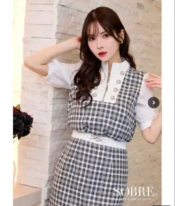 SOBRE 체크 무늬 반팔 드레스 M 사이즈