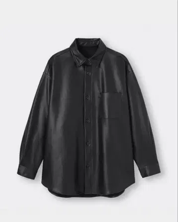 블랙 가죽 버튼업 셔츠 S/M