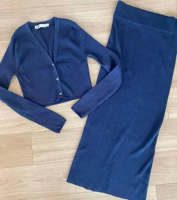 ZARA 네이비 리브 셋업 M