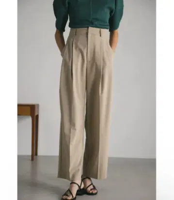 STYLEMIXER 베이직 2턱 슬랙스 베이지