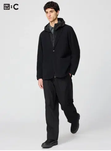 UNIQLO C 이지 와이드 테이퍼드 팬츠 M 사이즈 블랙