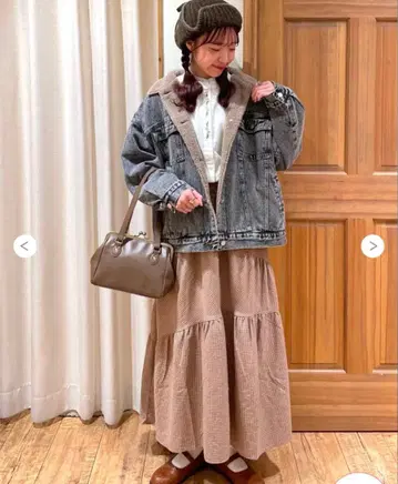 택 포함 새상품 사만사 모스모스 데님 보아 자켓 블랙 G